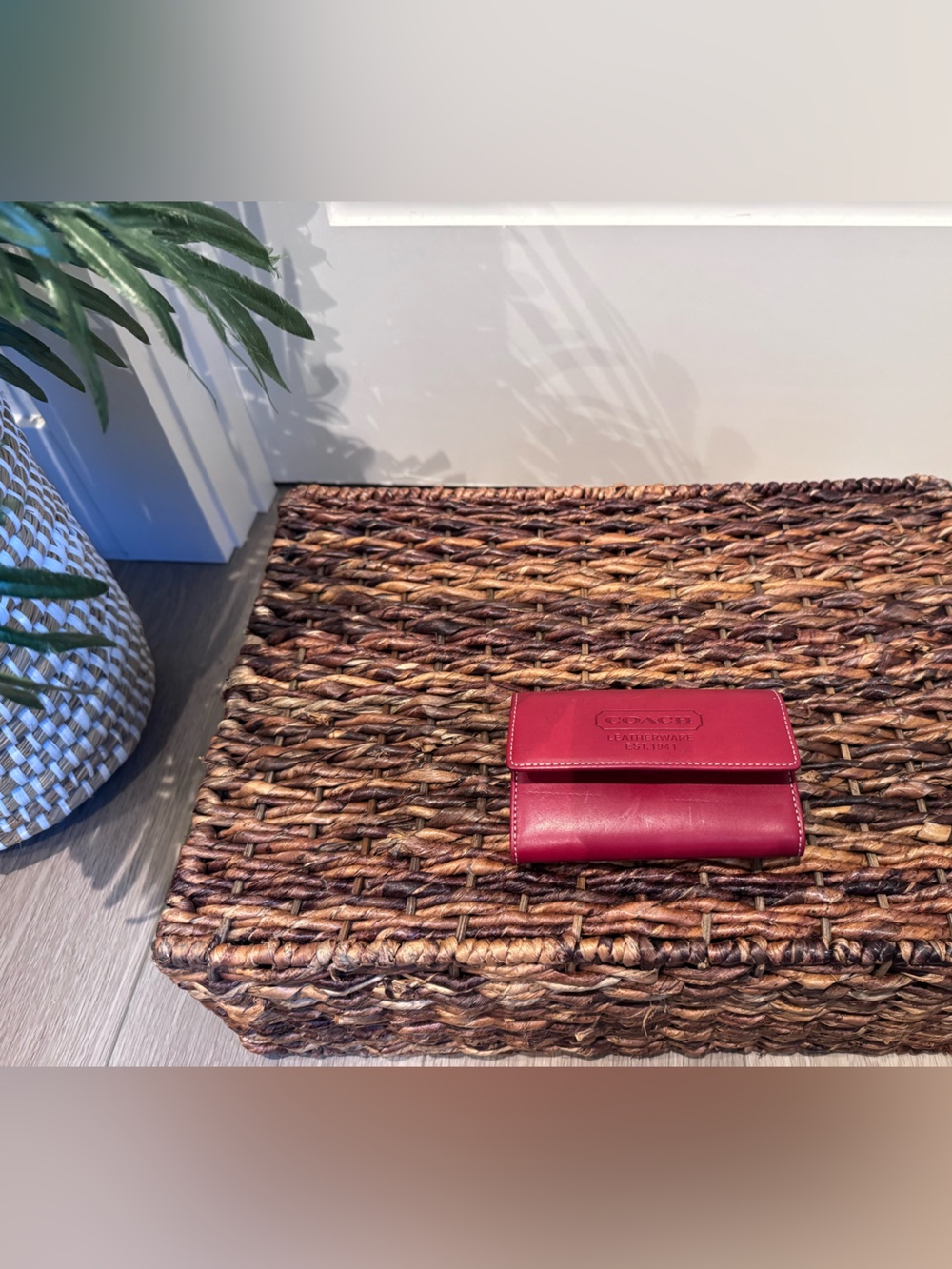 Coach Cherry Red Leather Fold Wallet - Coach